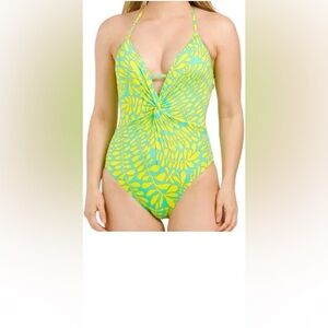NWT Trina Turk Yellow/Blue Trellis One Piece size 6